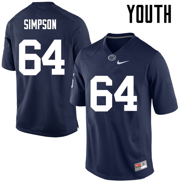 Youth Penn State Nittany Lions #64 Zach Simpson College Football Jerseys-Navy